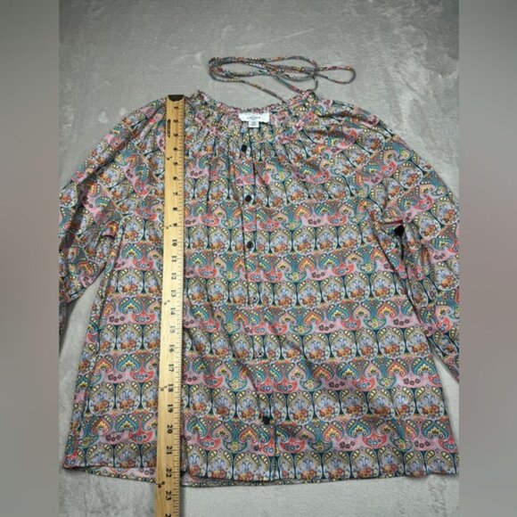 J.Crew X Liberty Giorgia Duke Floral Tie Waist Organic Cotton Button Blouse XS - Picture 7 of 16